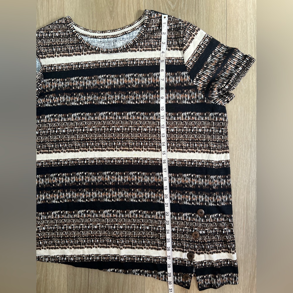 WESTBOUND Striped Faux Button Detail Short Sleeve Top EUC - Picture 7 of 8